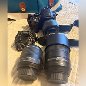 Nikon D3100 Camera and 3 lenses + camera bag